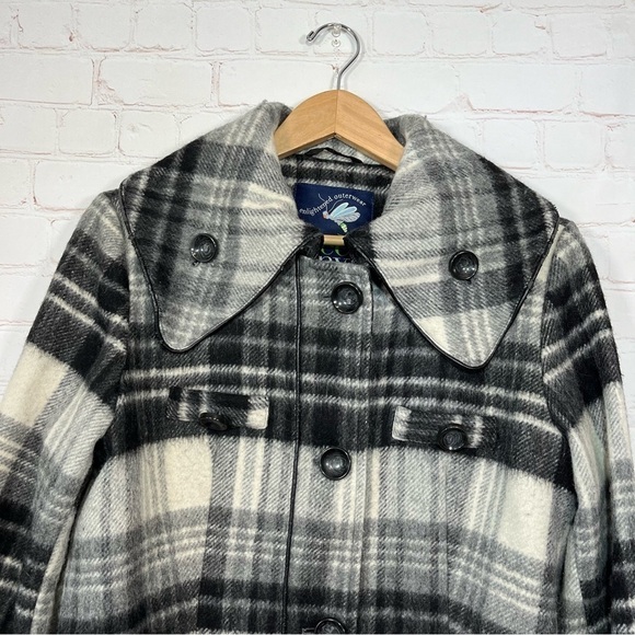 Green With Envy Coat Womens Large Black Wool Blend Jacket Lined Pockets Buttons - Picture 2 of 14